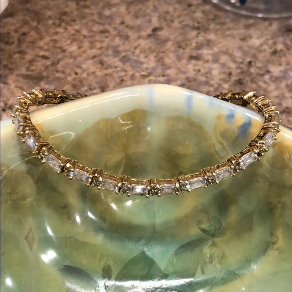 Gold Color over Sterling Tennis Style Bracelet - Picture 1 of 17